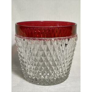 Indiana Glass Ruby Flash Diamond Point Ice Bucket Vintage